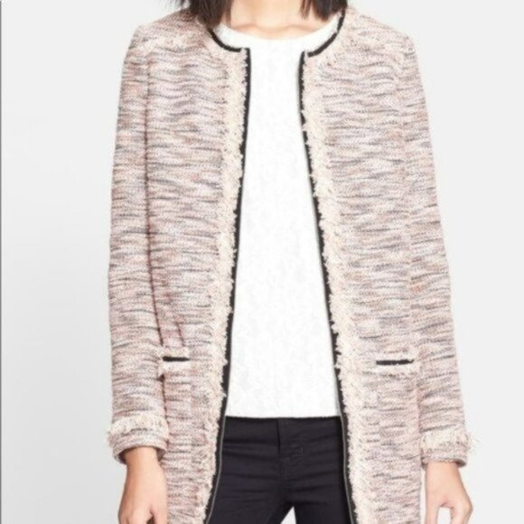 McGinn Jackets & Blazers - McGinn Sheila Pink and Black Tweed Zip Up Jacket